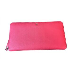 Kate Spade Hot Pink Saffiano Leather Zip Wallet
